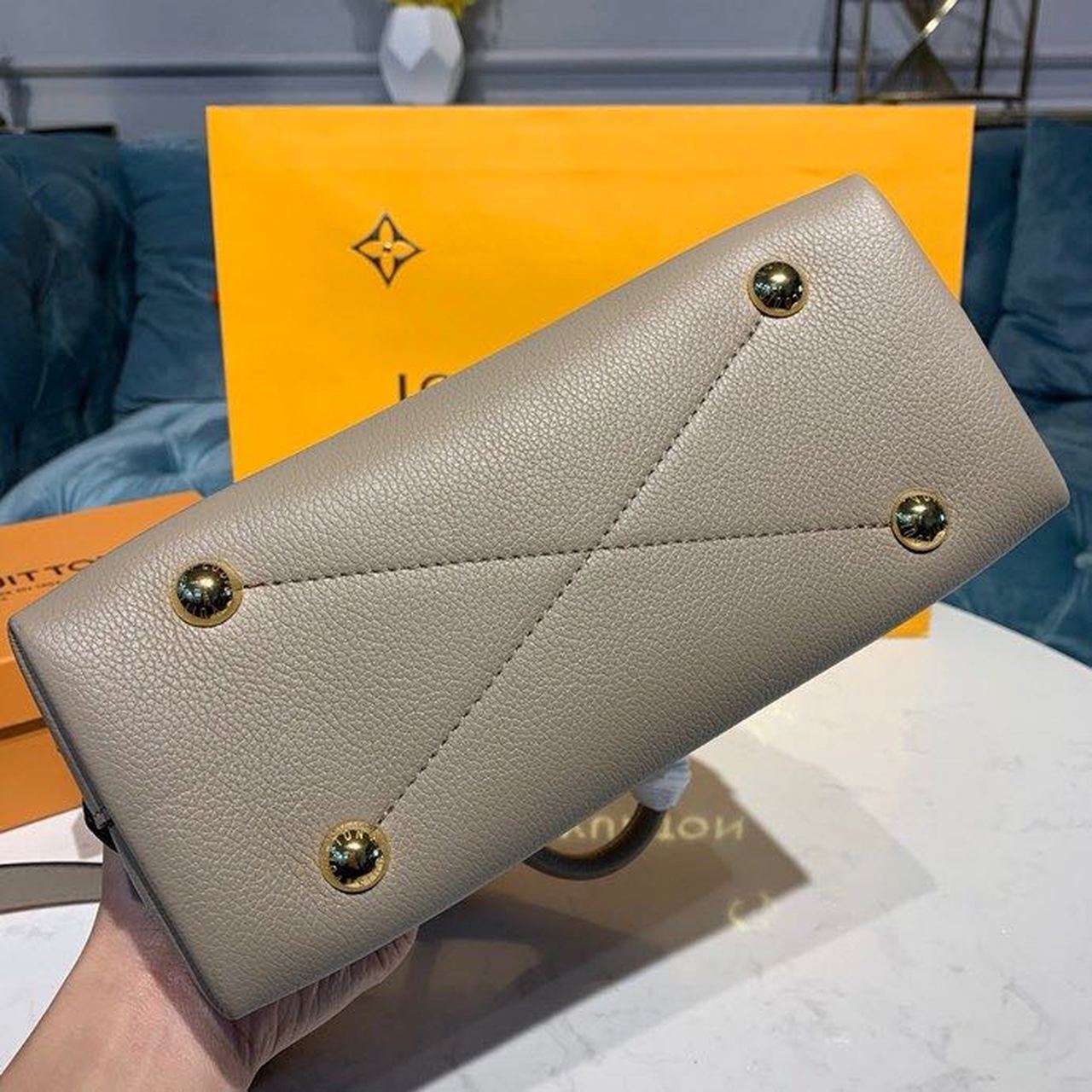 LV Neo Alma GLAMI Monogram Empreinte Galet Grey For Women, Shoulder And Crossbody Bags 9.8in/25cm LV