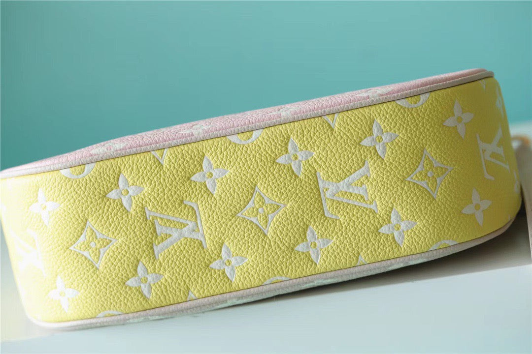 LV Bagatelle GLAMI Monogram Empreinte Beige / Pink / Yellow For Women, Shoulder And Crossbody Bags 22cm/8.7in LV M46113