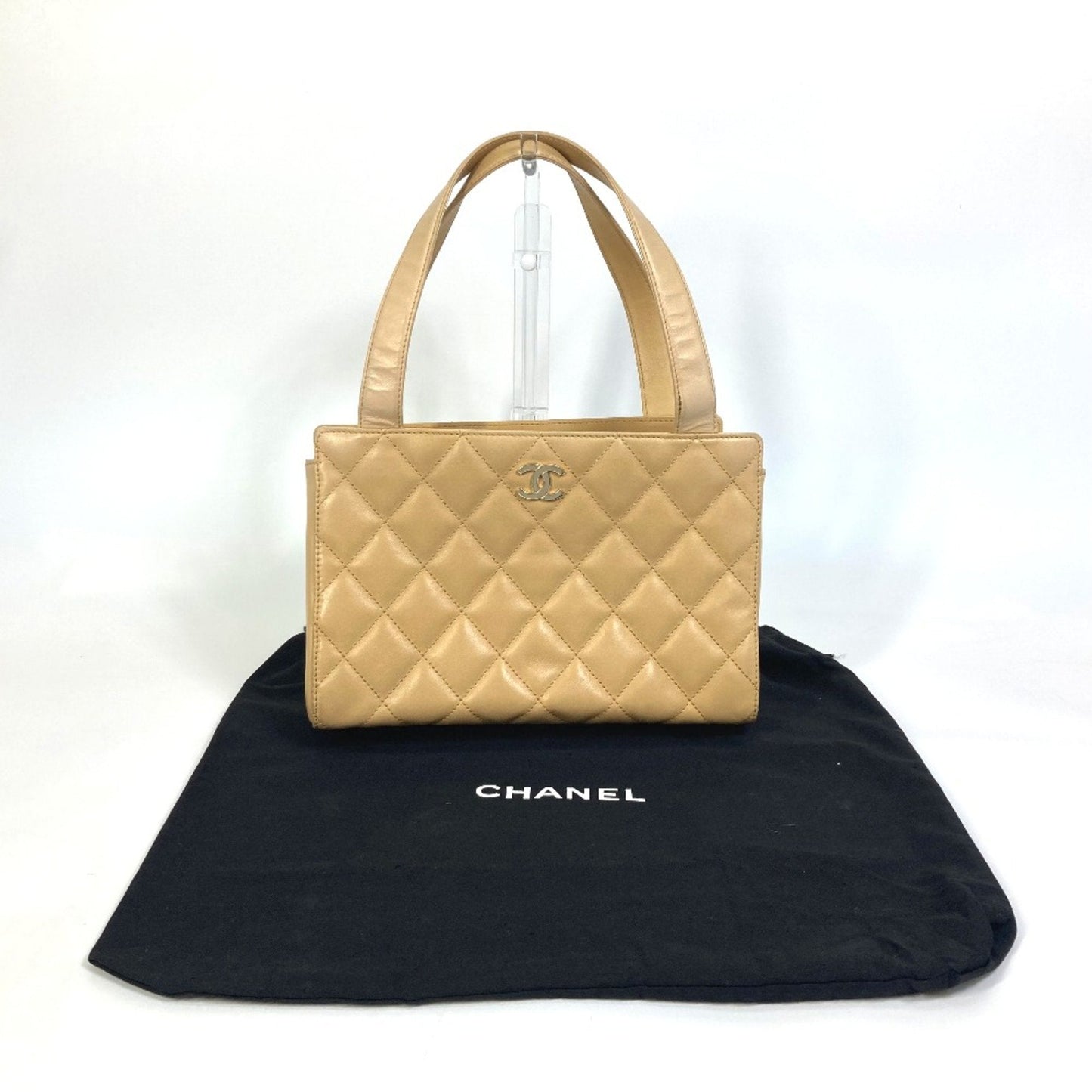 Chanel Classic Quilted Leather Handbag Beige