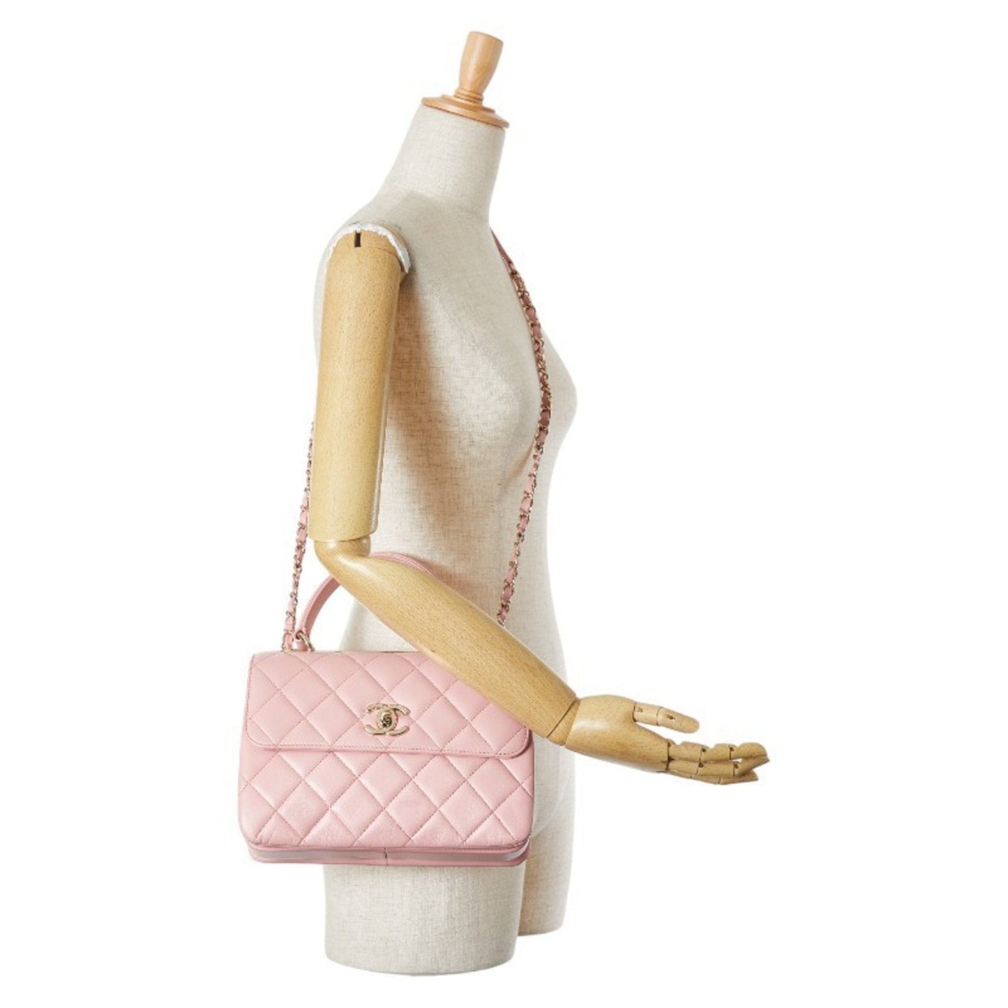 Chanel Classic Handbag Pink Quilted Leather