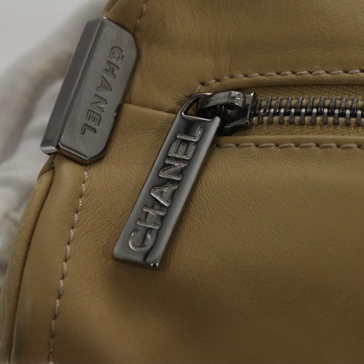 Chanel Quilted Leather Boston Bag Beige