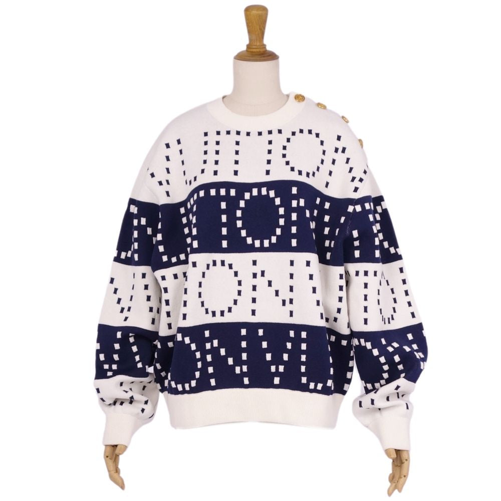 Louis Vuitton e 22SS Chunky Strip Wool Tops Made in Italy L White/Navy Nitted