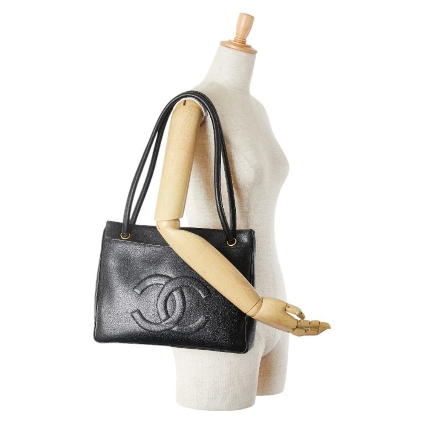 Chanel Leather Logo CC Tote Bag with Metal Fittings