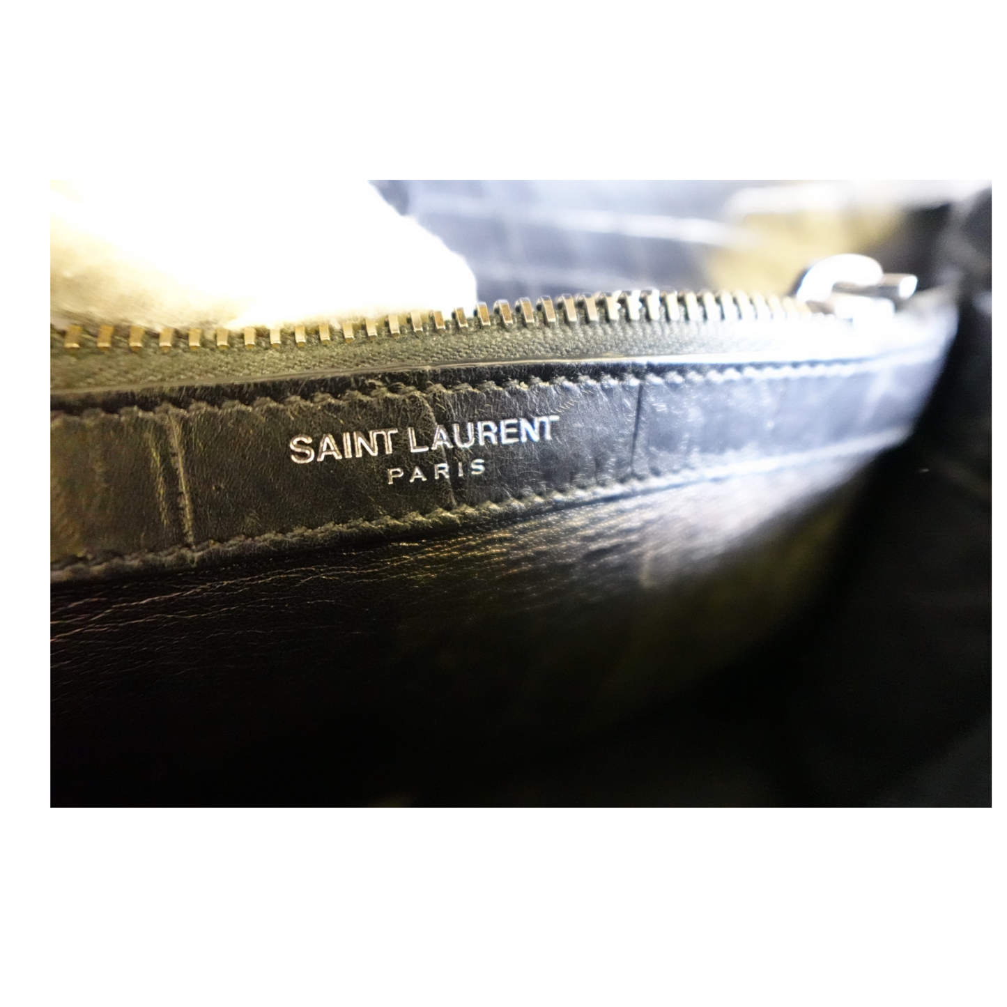 YSL Crocodile Embossed College Bag