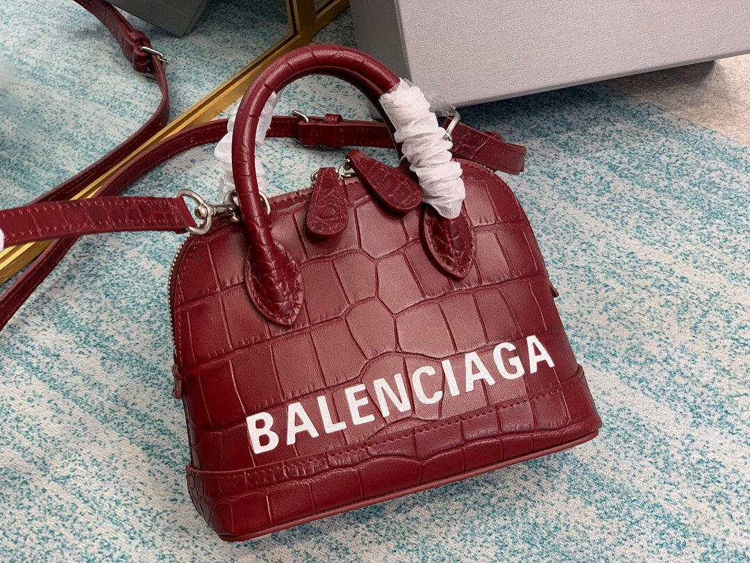 Balen Ville Mini Handbag In Dark Red, For Women, Bags 4.7in/12cm