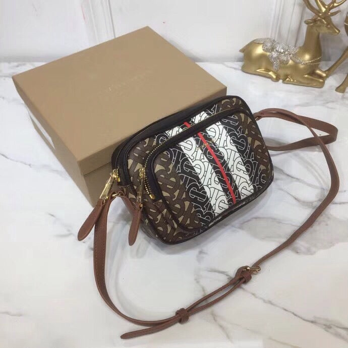 GLAMI Monogram Stripe E-Canvas Camera Bag Bridle Brown For Women, Bags 19.5cm/7.7cm