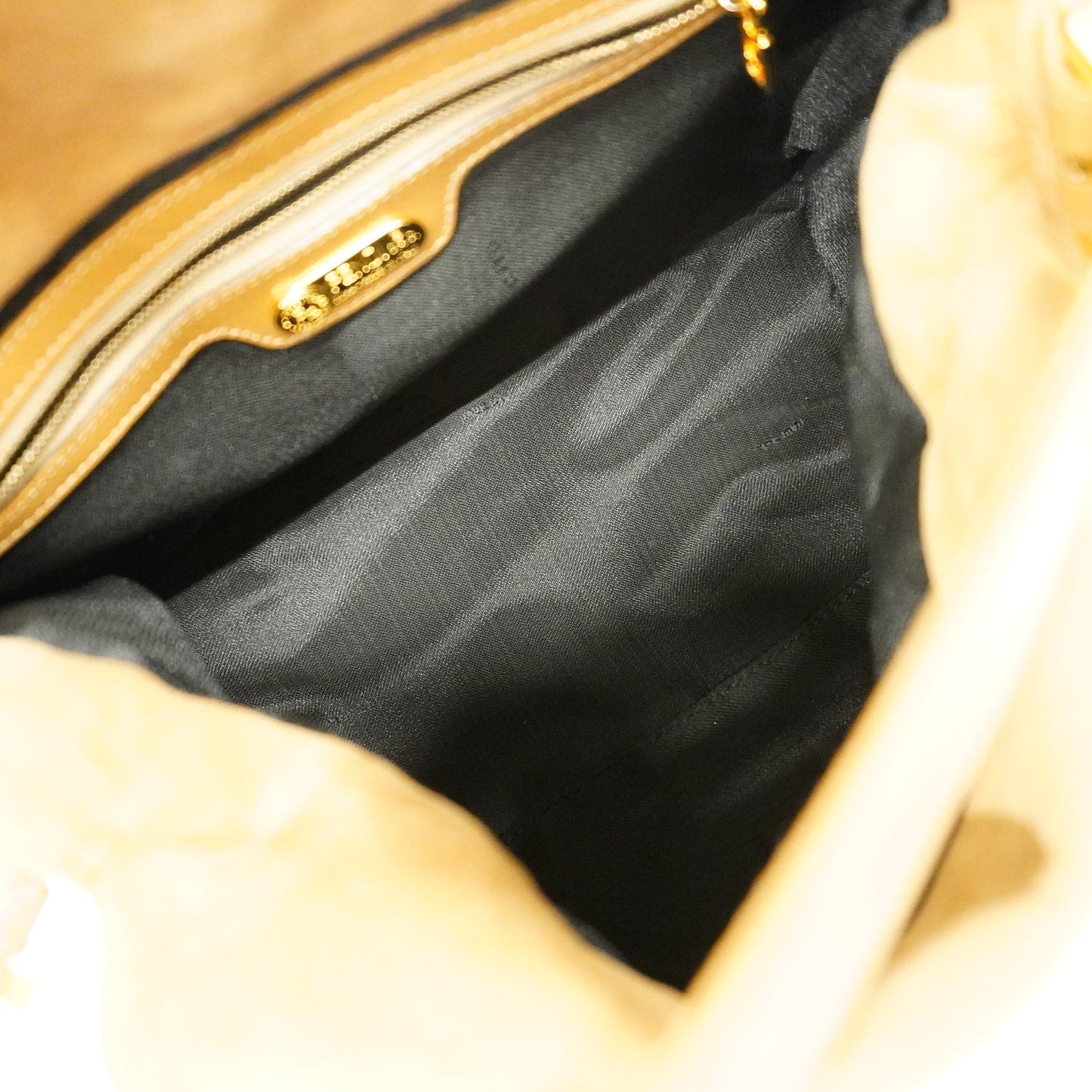 FENDI Handbag Women's Leather Handbag Beige