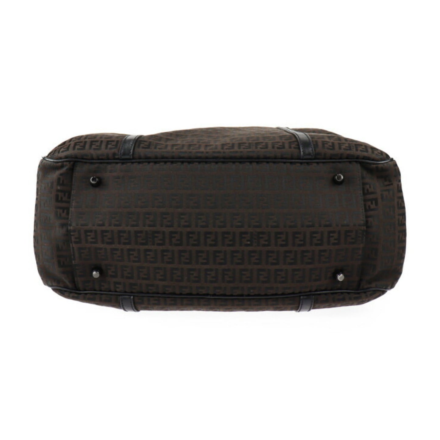 FENDI Boston bag 7VS002 canvas leather dark brown black Zucchino Zucca pattern