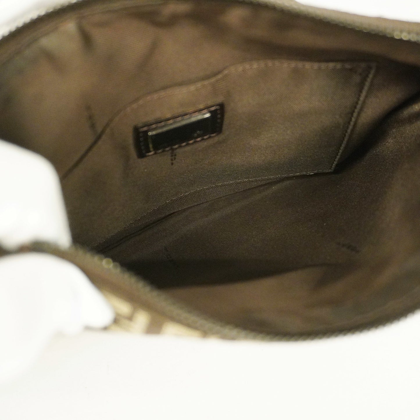 FENDI Zucchino Shoulder Bag Women's Nylon Canvas Brown