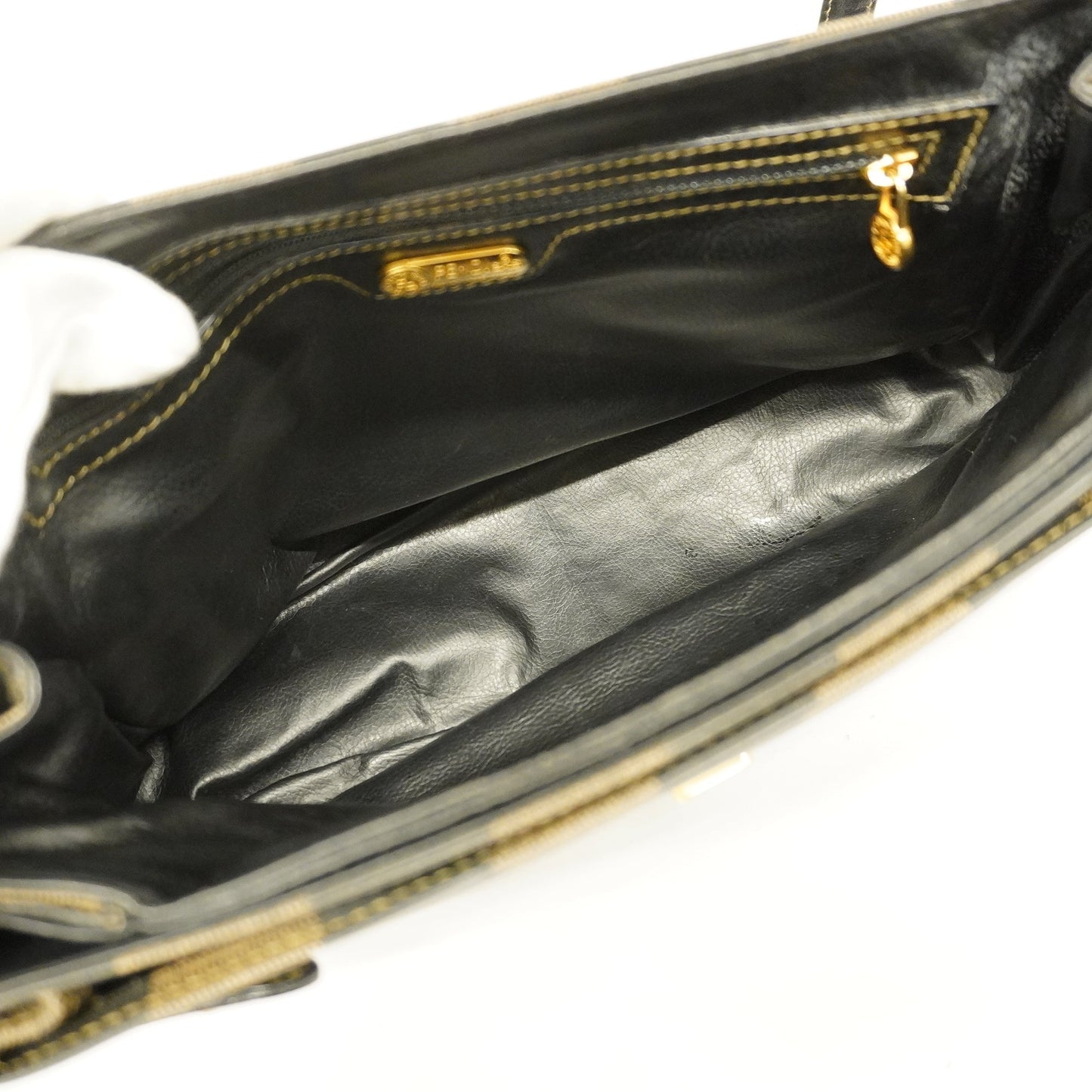 FENDI Pequin Shoulder Bag Women's Leather,PVC Shoulder Bag Black,Brown