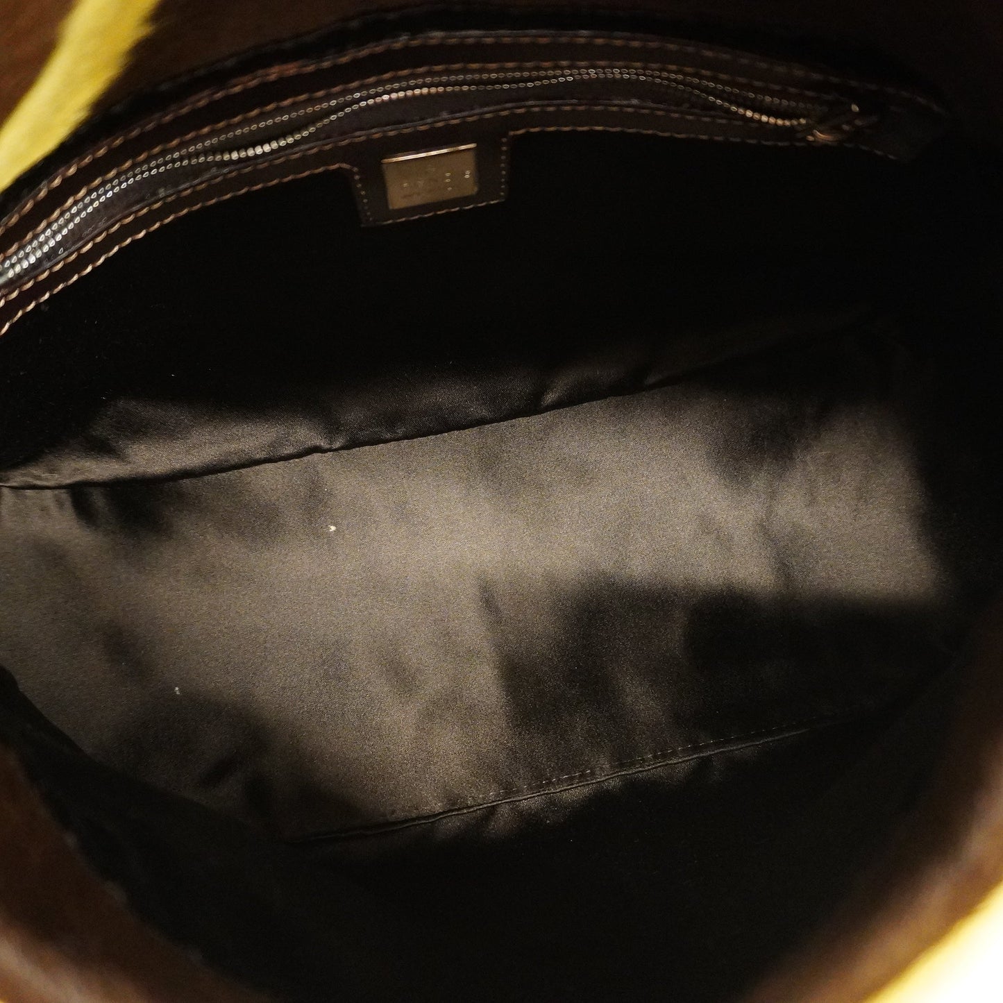 FENDI Mamma Bucket Harako Women's Leather Handbag Brown,Yellow