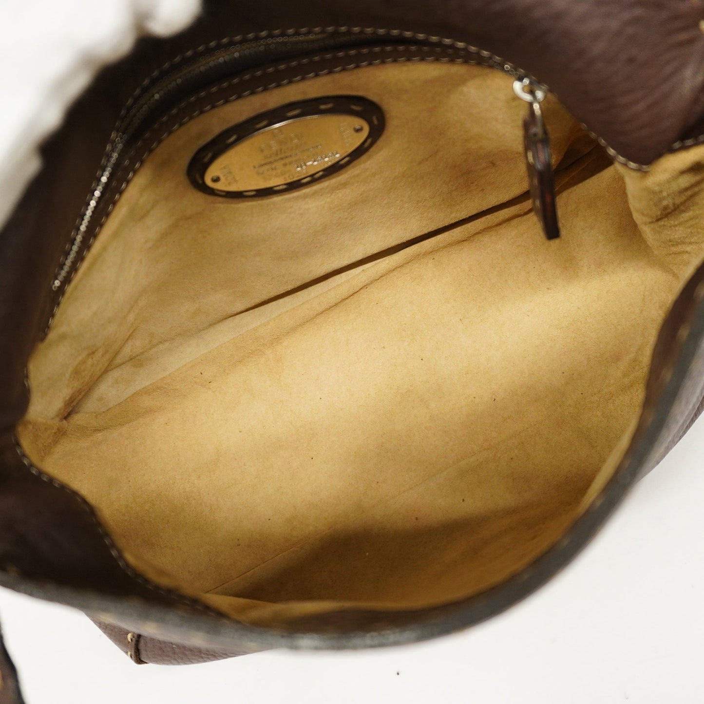 FENDI Selleria Mamma Bucket Women's Leather Handbag Brown