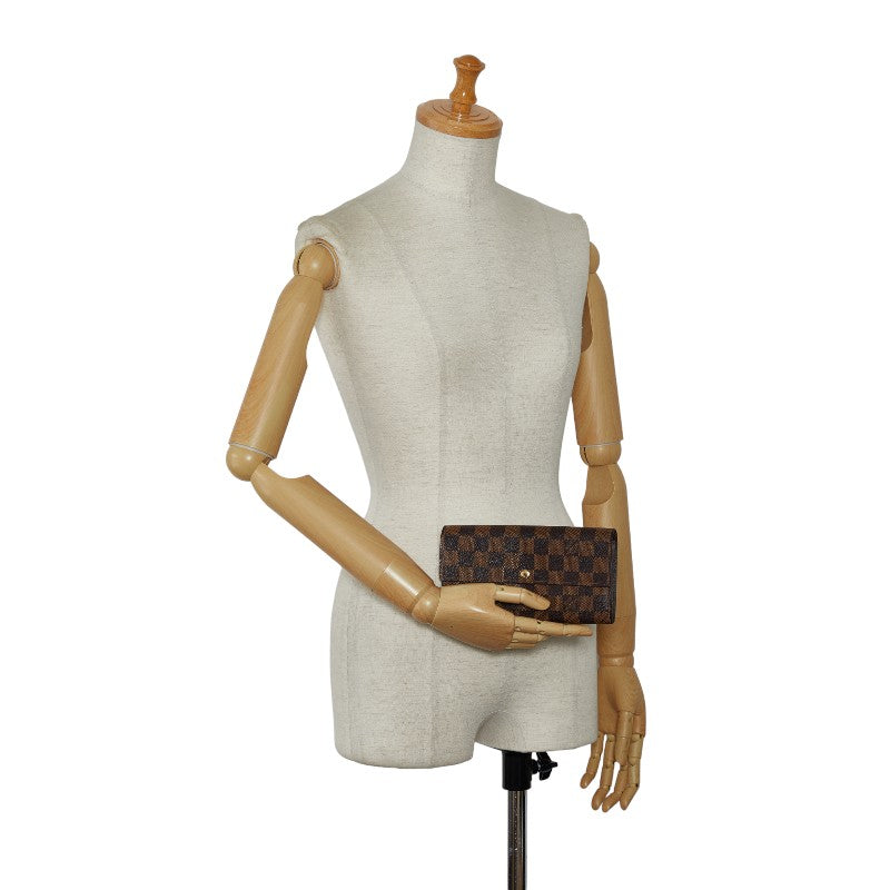 Louis Vuitton Damier Long Wallet Brown Ladies N61734