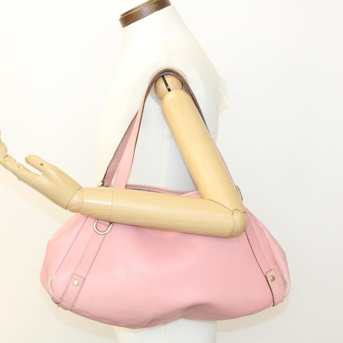 GUCCI Abbey GG Canvas Tote Bag Leather Pink 26647