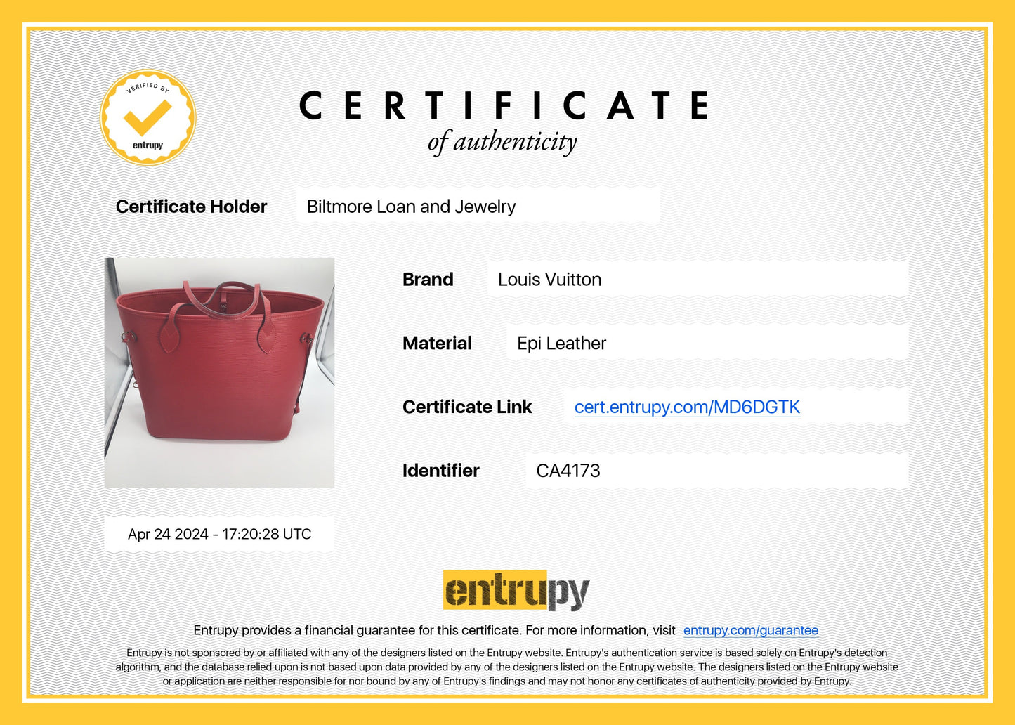 Louis Vuitton Red EPI Neverfull MM Tote w/ Pouch