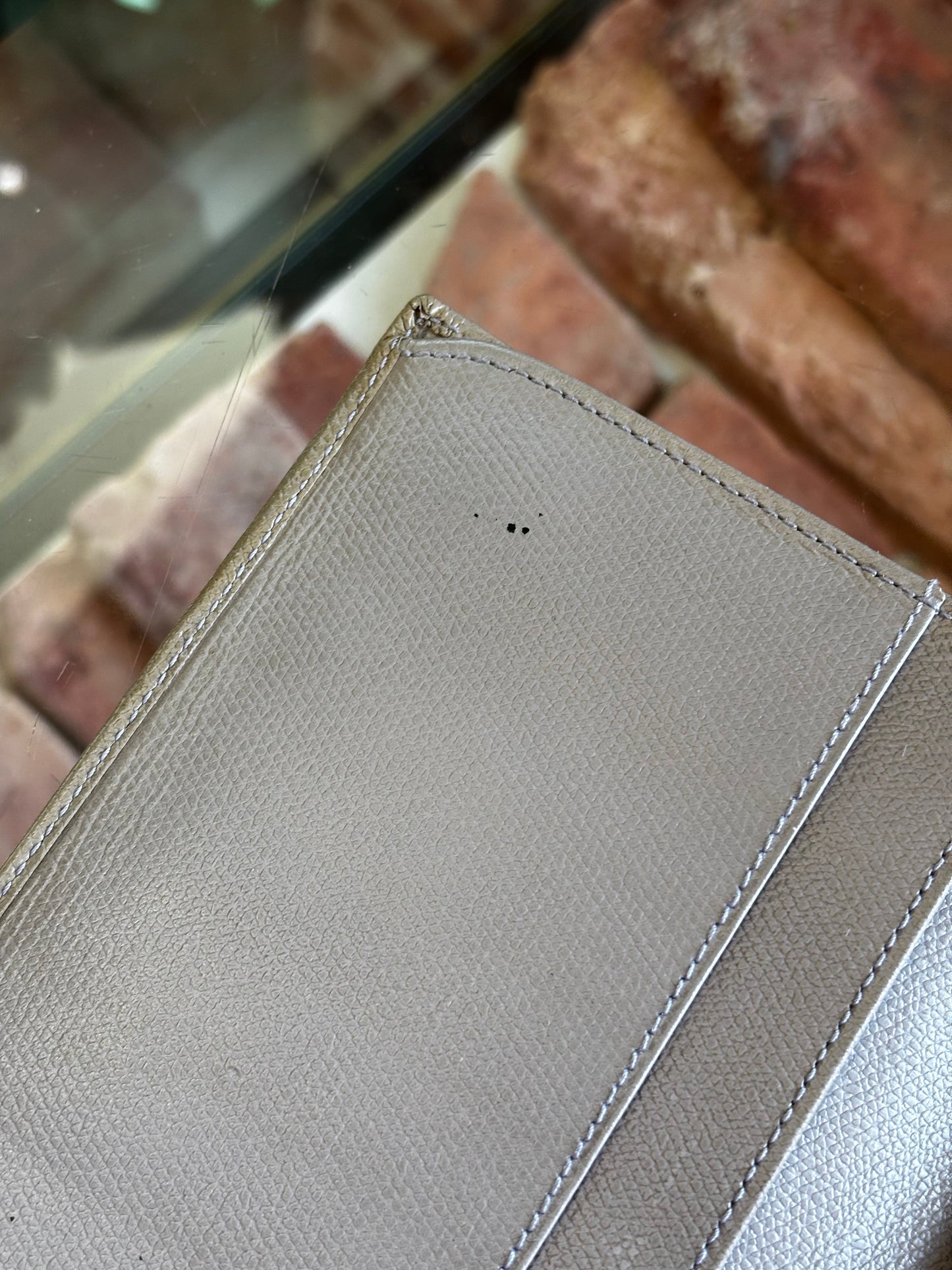 CHANEL Gray Coco Button Wallet