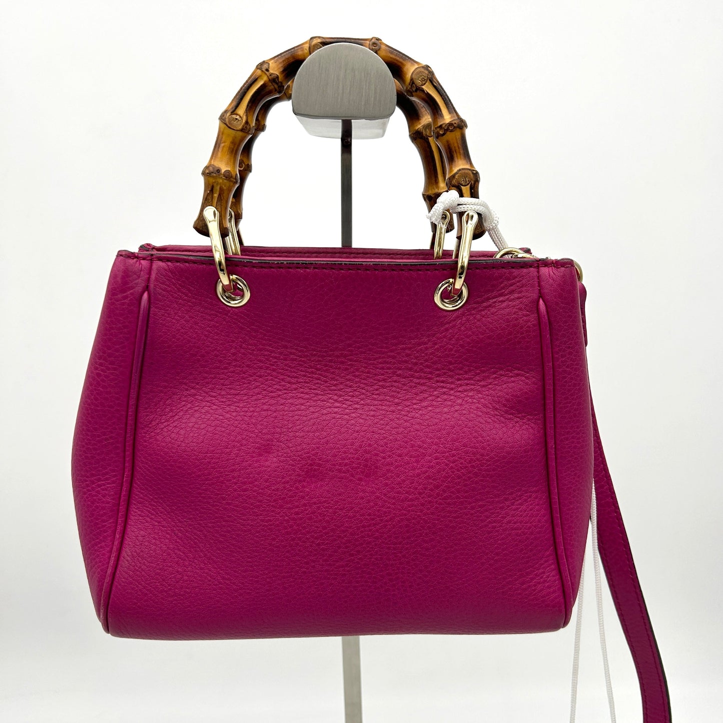 GLM-- Pink Leather Bamboo Handle Satchel Medium