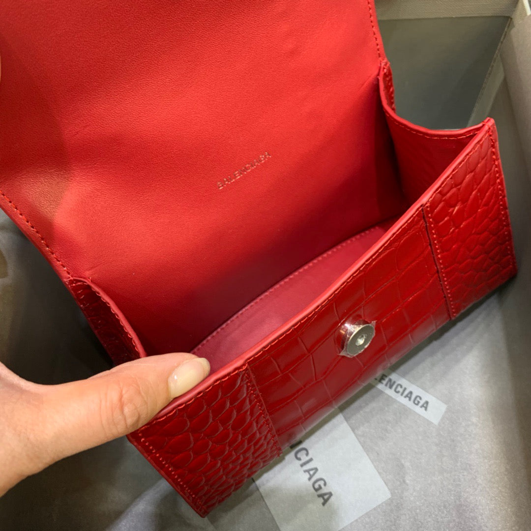 Balen Hourglass XS Handbag In Red, For Women, Bags 7.4in/19cm