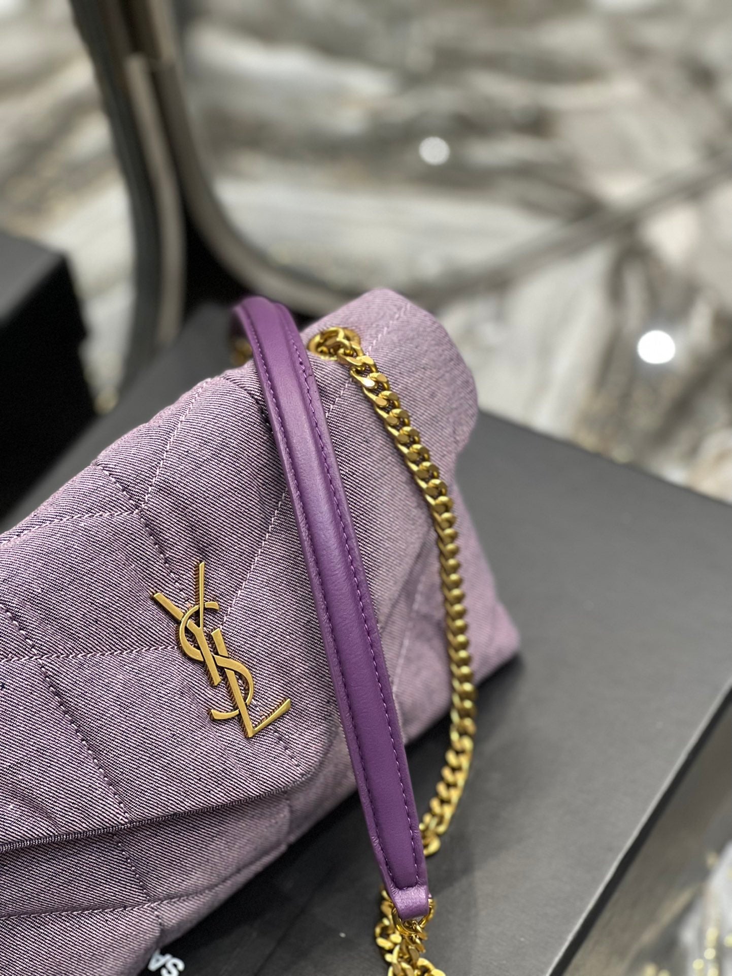 GLAMI Puffer Toy Bag Blesched Lilac In Denim For Women 9in/23cm YSL