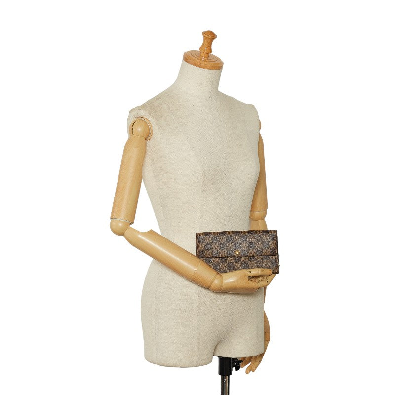 Louis Vuitton Damiere Portfolio Sarah Long Wallet N61734 Brown PVC Leather Louis Vuitton Long Wallet