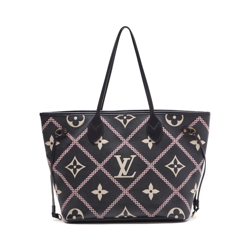 LOUIS VUITTON Monogram Amplant Neval MM Tote Bag Leather Noir Ivory × Pink Business Bag Startup Back Mens Tote Bag【 Ship】