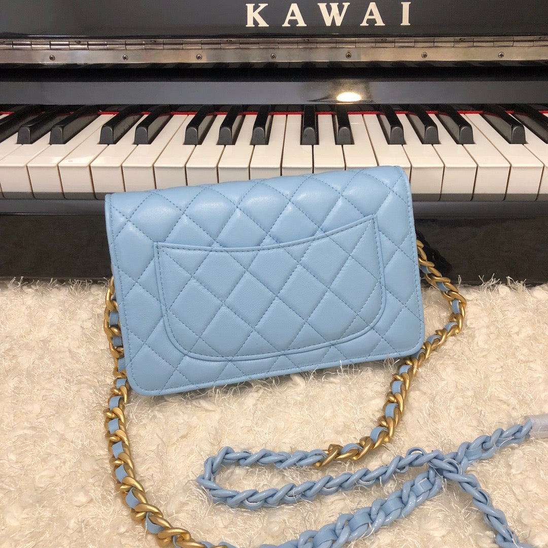 CHLOriginal Small Classic GlamIap Bag Gold Hardware Blue For Women Handbags, Shoulder Bags 7.5in/19cm AP33814