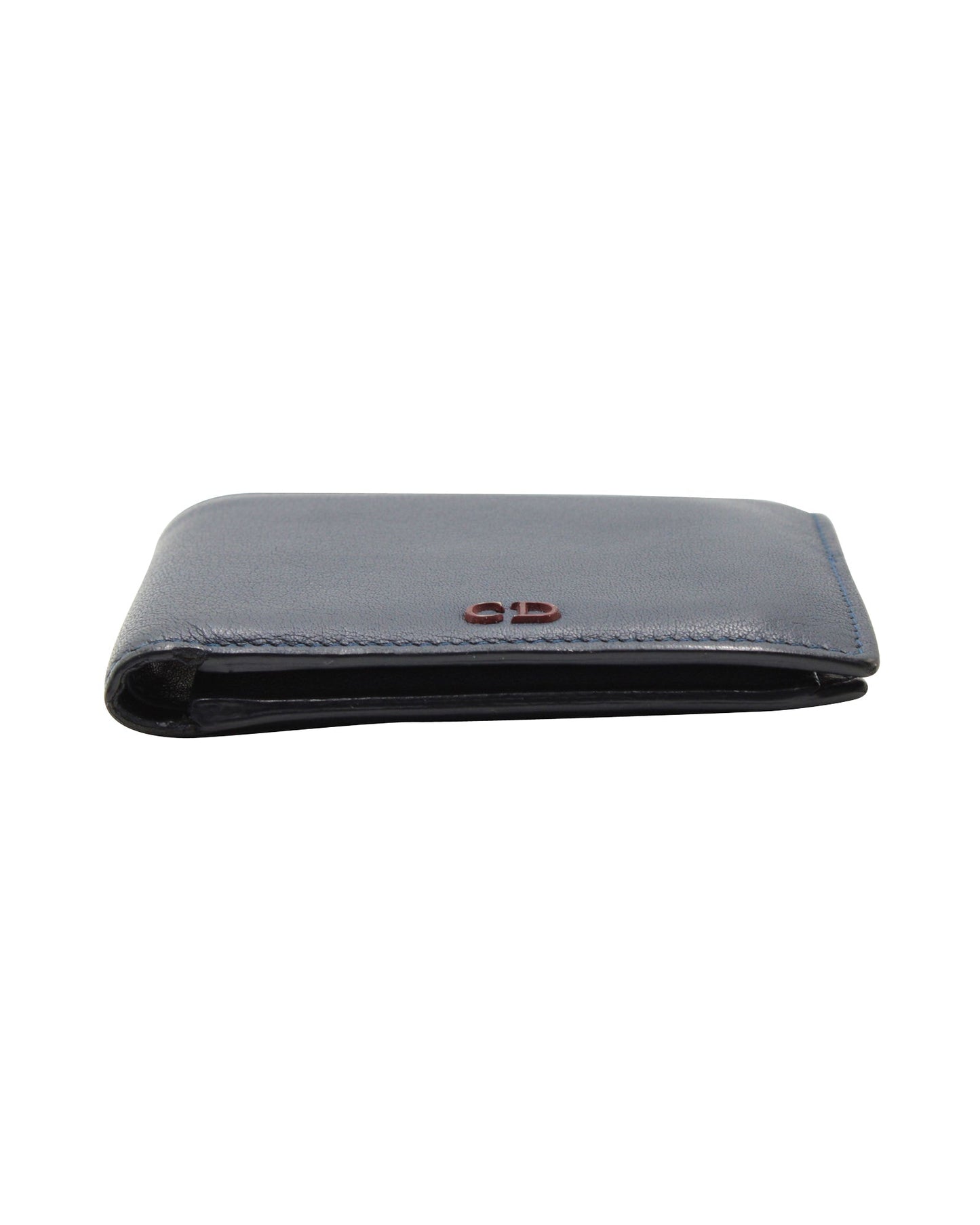 Dior Homme Bi-Fold Wallet in Navy Blue Grained Calfskin Leather
