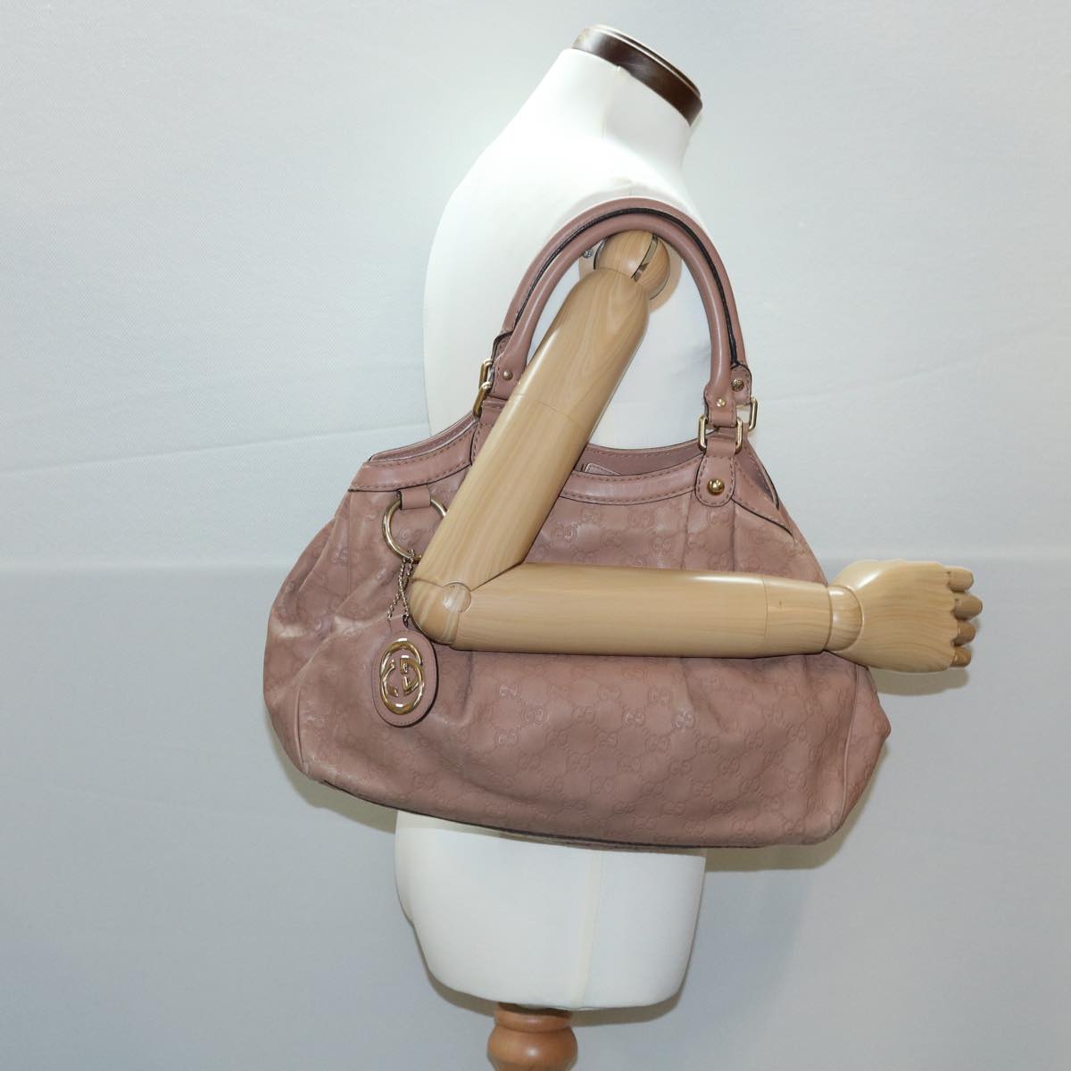 GUCCI GG Canvas Guccissima Hand Bag Pink 30336