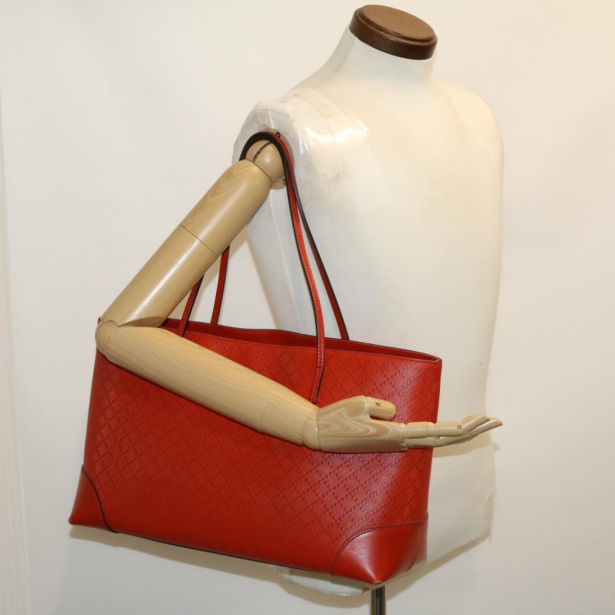 GUCCI Diamante Lax Tote Bag Leather Red 353397 30343