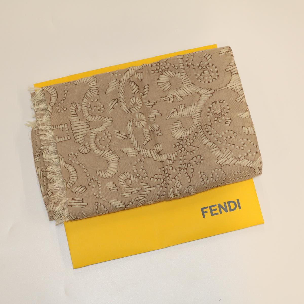 FENDI Stole Silk50% Wool50% Beige 30925