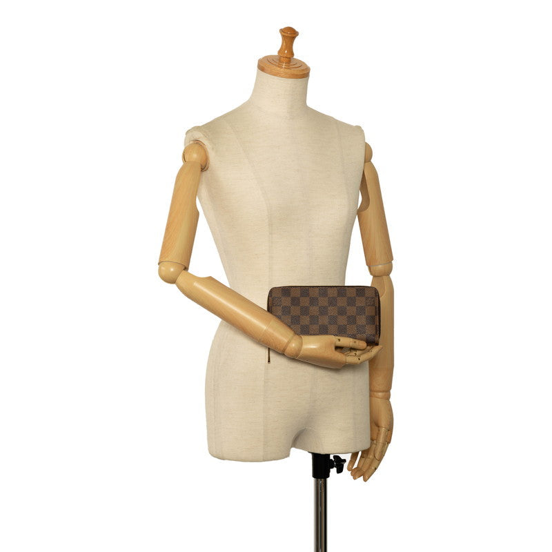 Louis Vuitton Damiere Zippie Wallet Round Fashner Long Wallet N60015 Brown PVC Lady Louis Vuitton