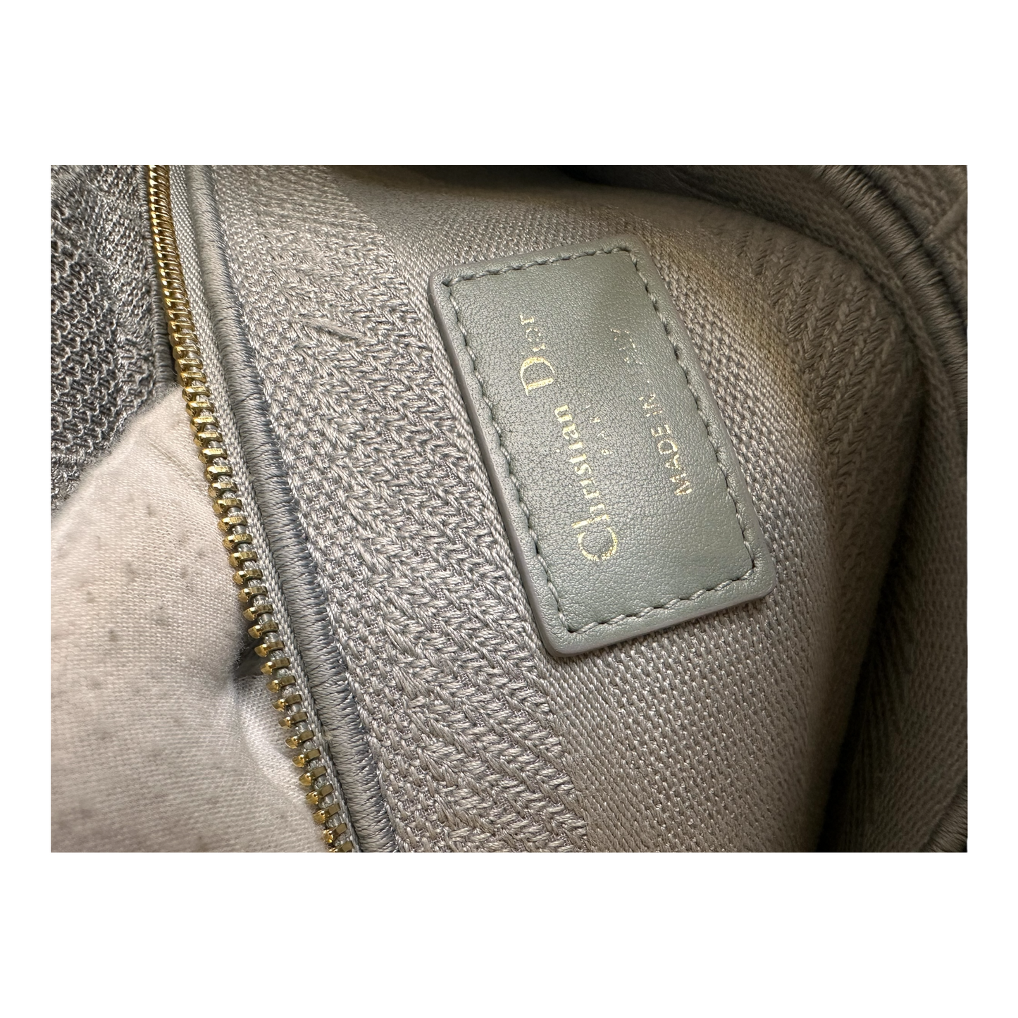 Christian Dior Canvas Embroidered Cannage Medium Lady D-Lite Gray