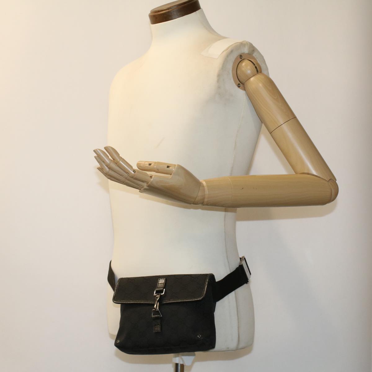 GUCCI GG Canvas Bum Bag Waist Bag Black 92543 33124
