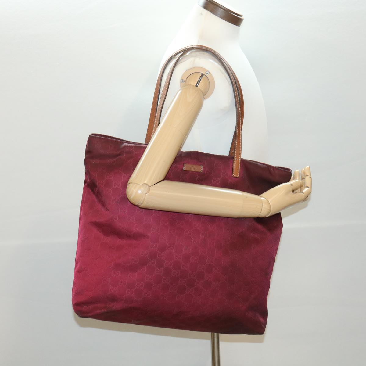 GUCCI GG Canvas Tote Bag Wine Red 295252 36590