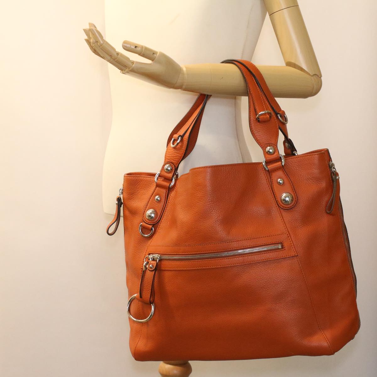 GUCCI Shoulder Bag Leather Orange Brown 232952 36699