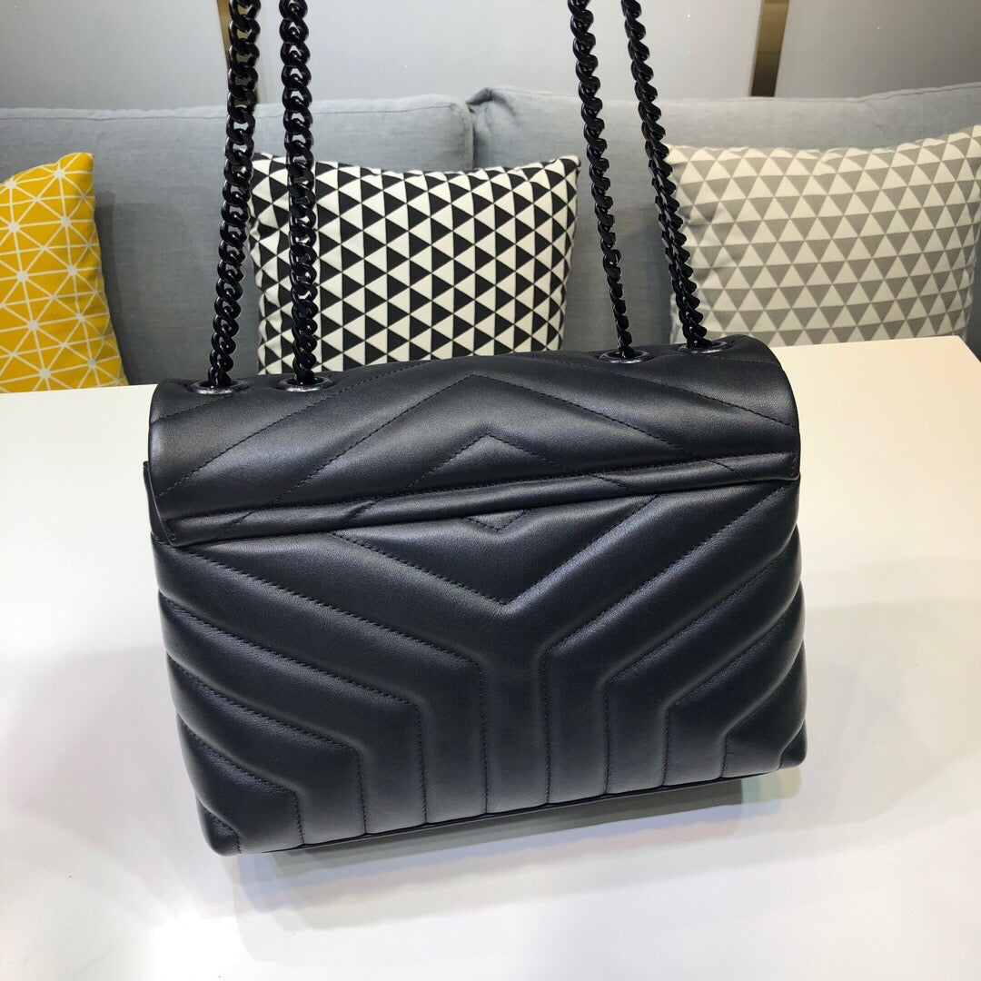 GLAMI Loulou Small Chain Bag In Matelassé "Y" Black For Women 9.8in/23cm YSL 494699DV7281000
