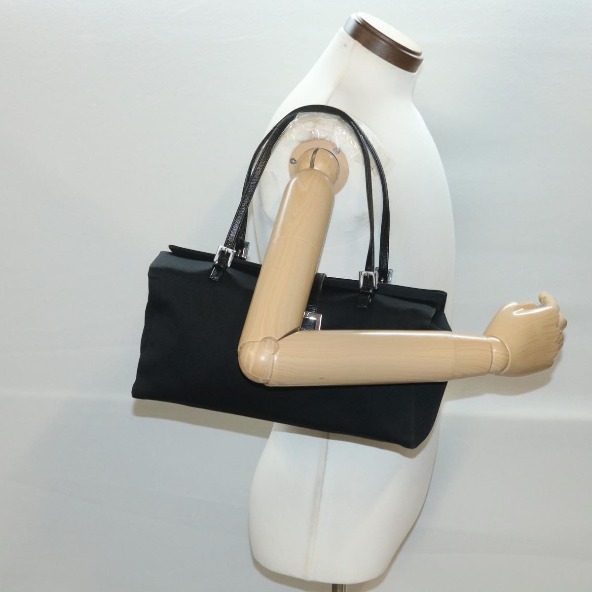 FENDI Mamma Baguette Shoulder Bag Nylon Black 38530
