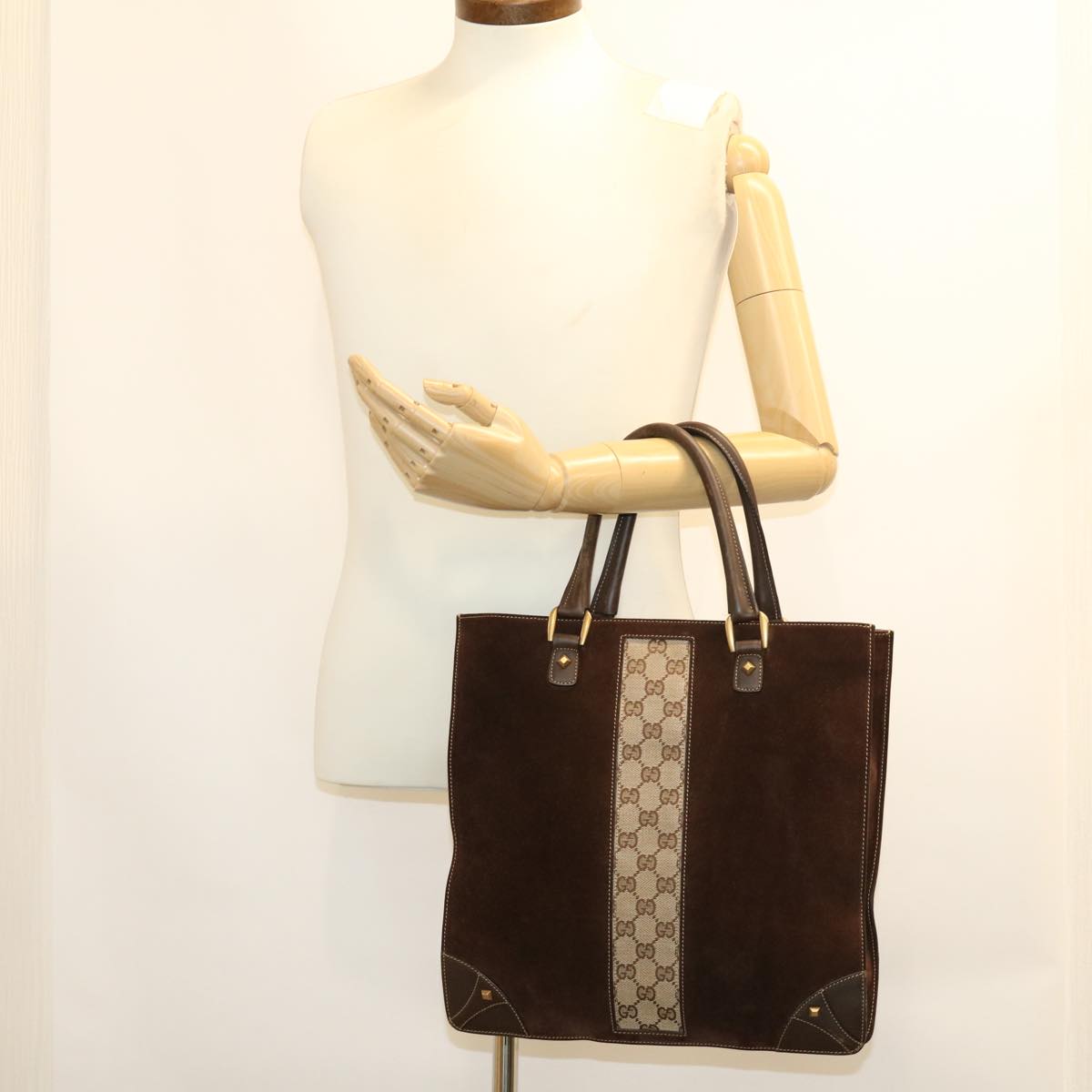 GUCCI GG Canvas Hand Bag Beige Brown 120898 39458