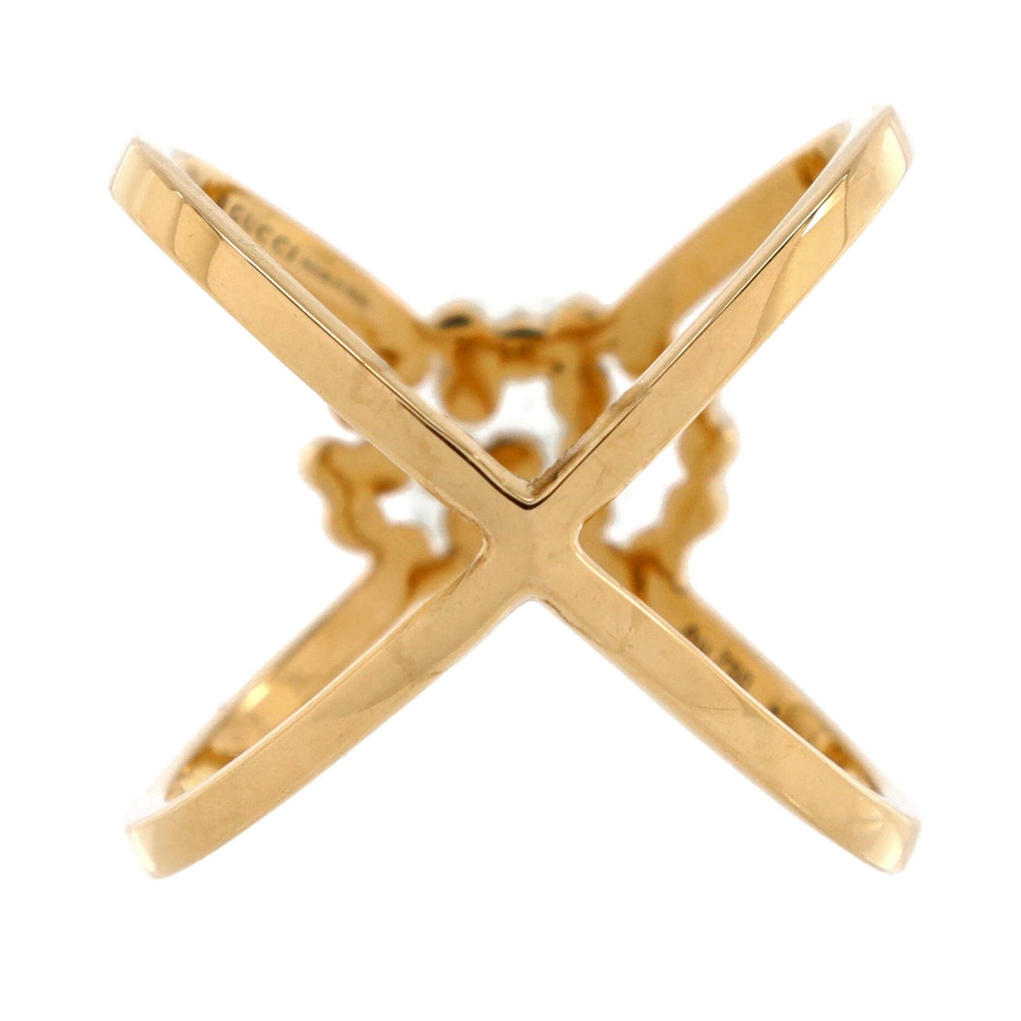 GG Running Cross Ring 18K Yellow Gold with Diamonds