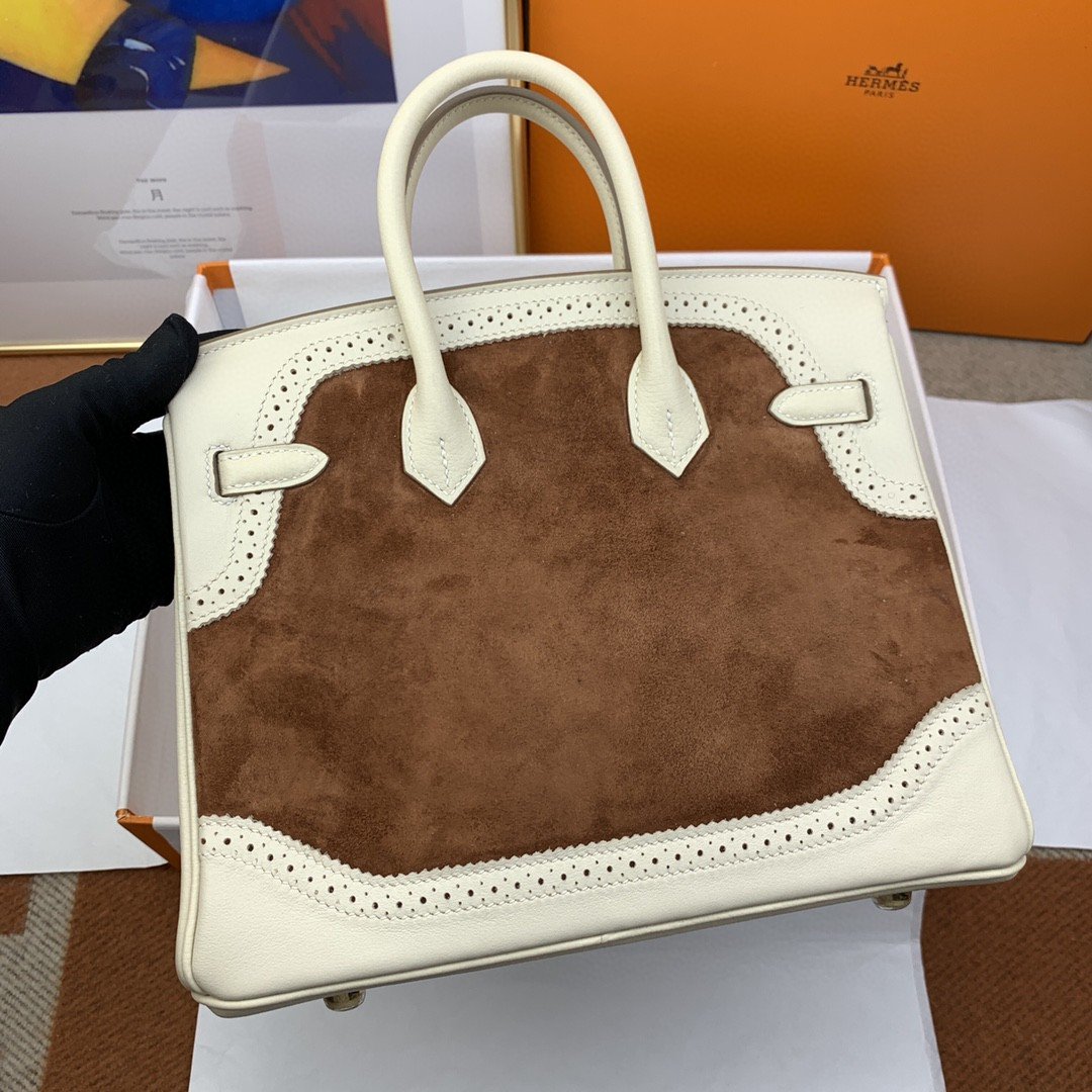 GLAMI Birkin Nata Swift Bi Color For Women Gold Toned Hardware 10in/25cm