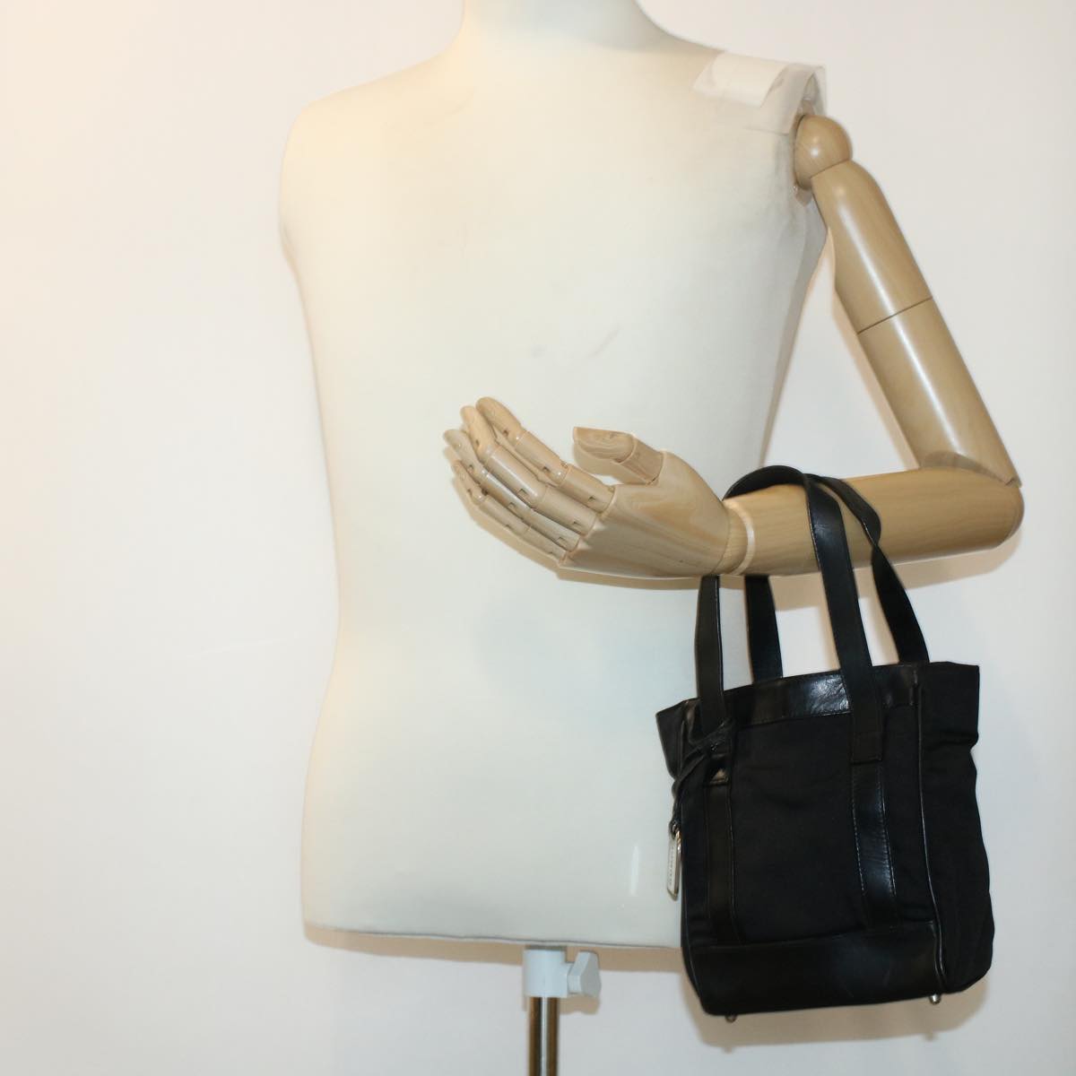 GUCCI Hand Bag Nylon Leather Black 000.2854.0500.5 41267