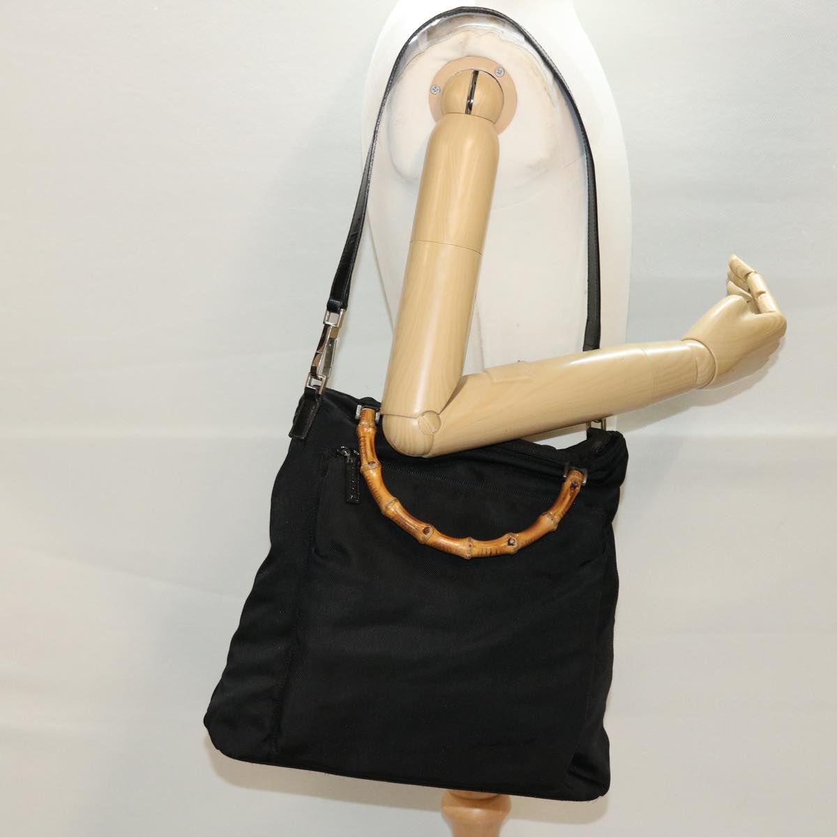 GUCCI Bamboo Hand Bag Nylon 2way Black 002.2122.0506 42767