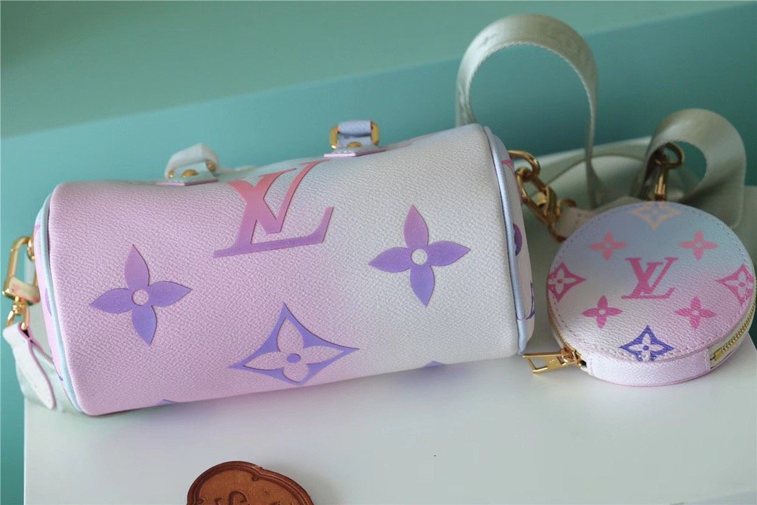 LV Papillon GLAMI Bag Classic Monogram For Women 20cm Sunrise Pastel LV M46078