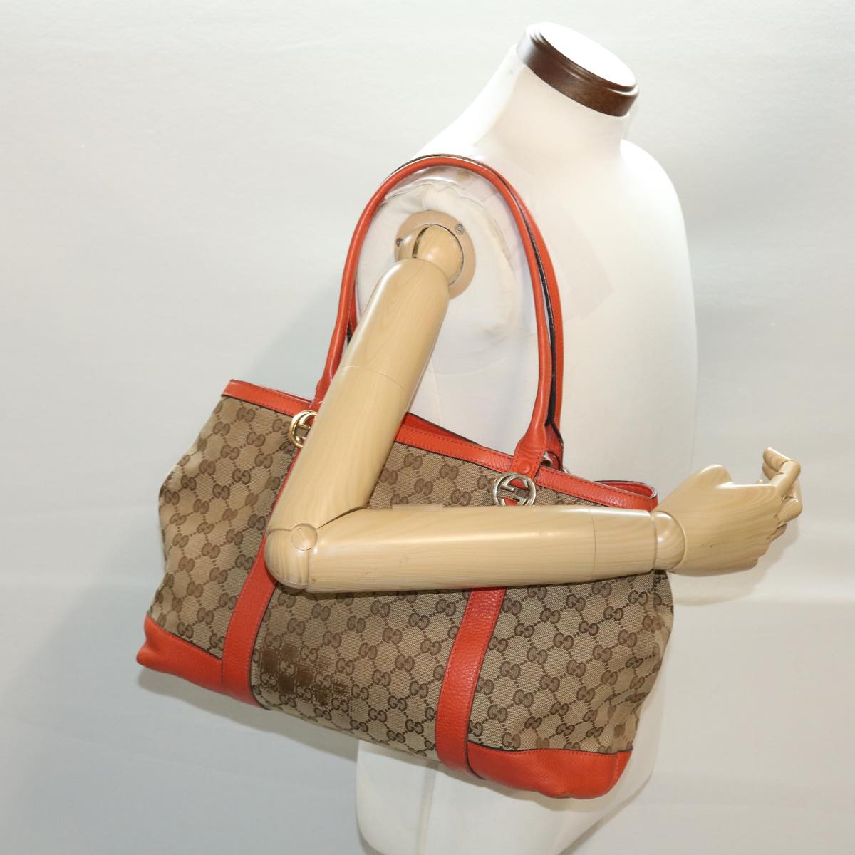 GUCCI GG Canvas Shoulder Bag Beige 353122 43168