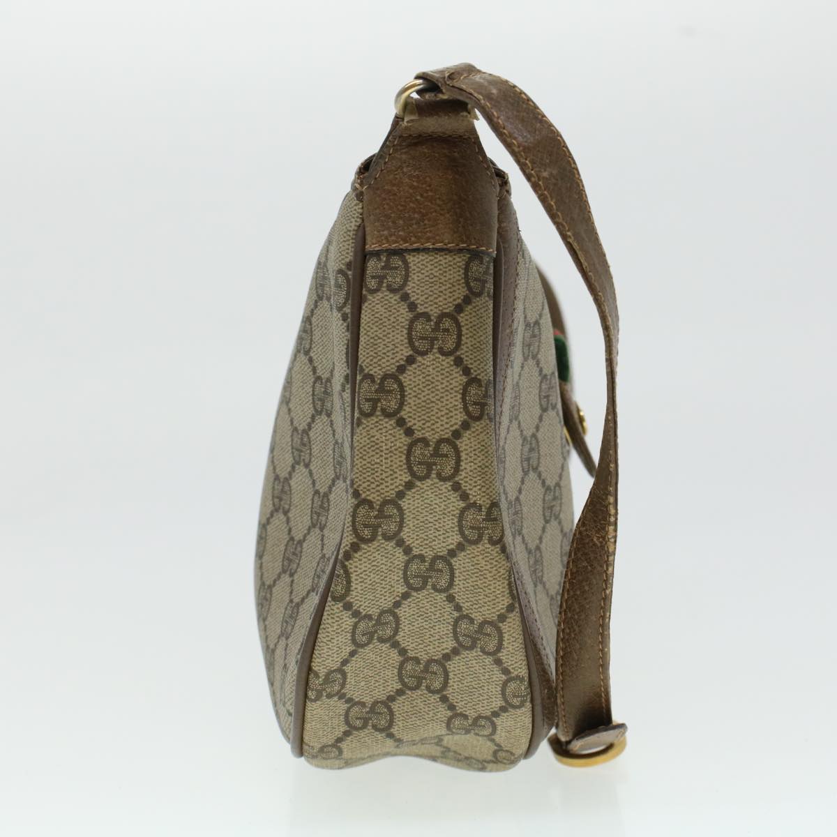 GUCCI GG Canvas Web Sherry Line Shoulder Bag Beige Red 10.02.056 44259