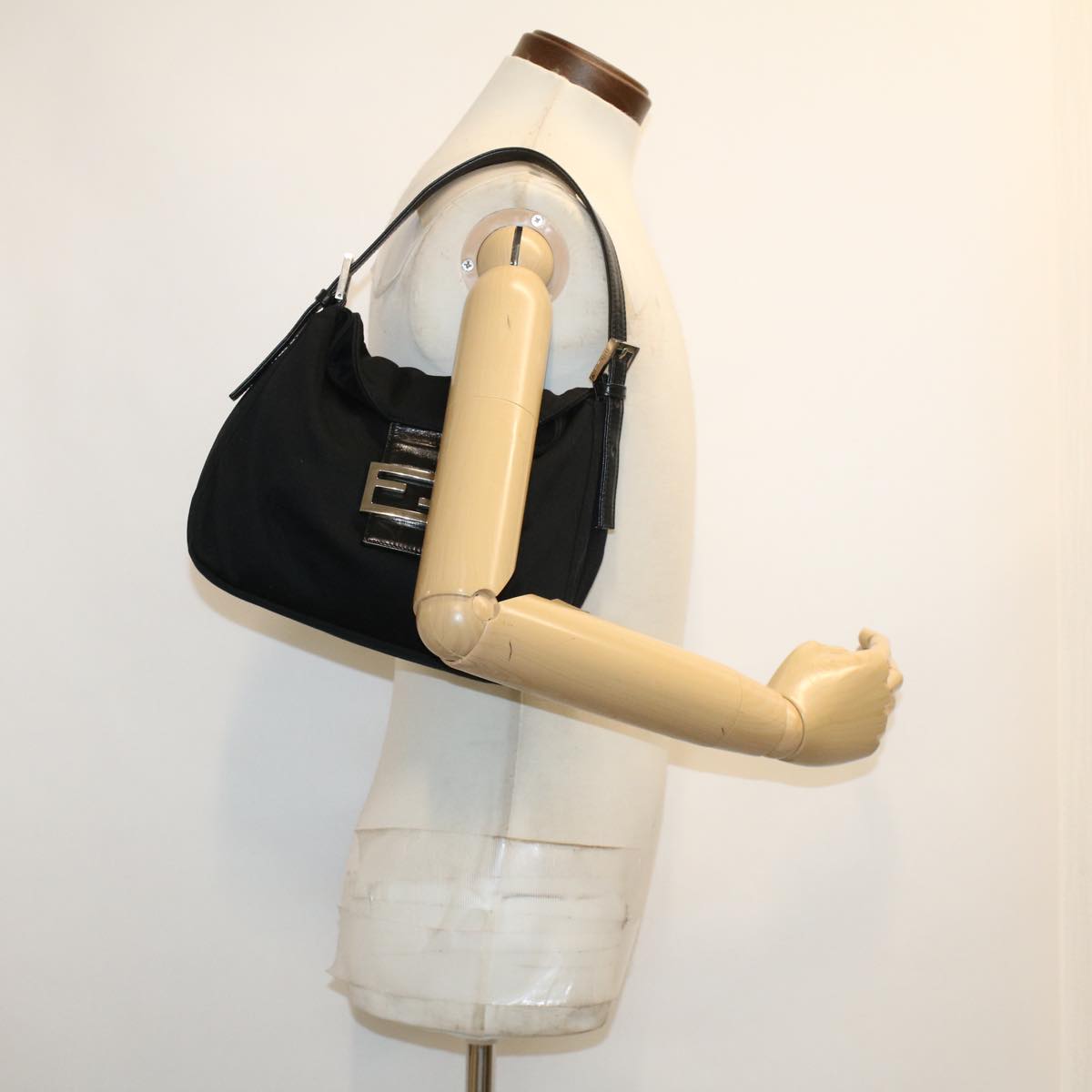 FENDI Mamma Baguette Shoulder Bag Nylon Black 2321.26426.008 44758