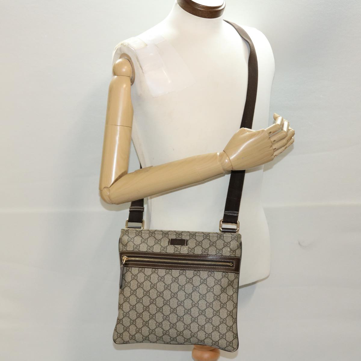 GUCCI GG Canvas Shoulder Bag PVC Leather Beige 295257 44808