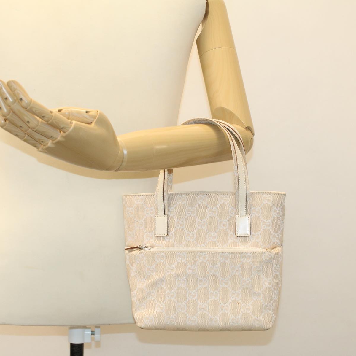 GUCCI GG Canvas Hand Bag Canvas Beige 45852