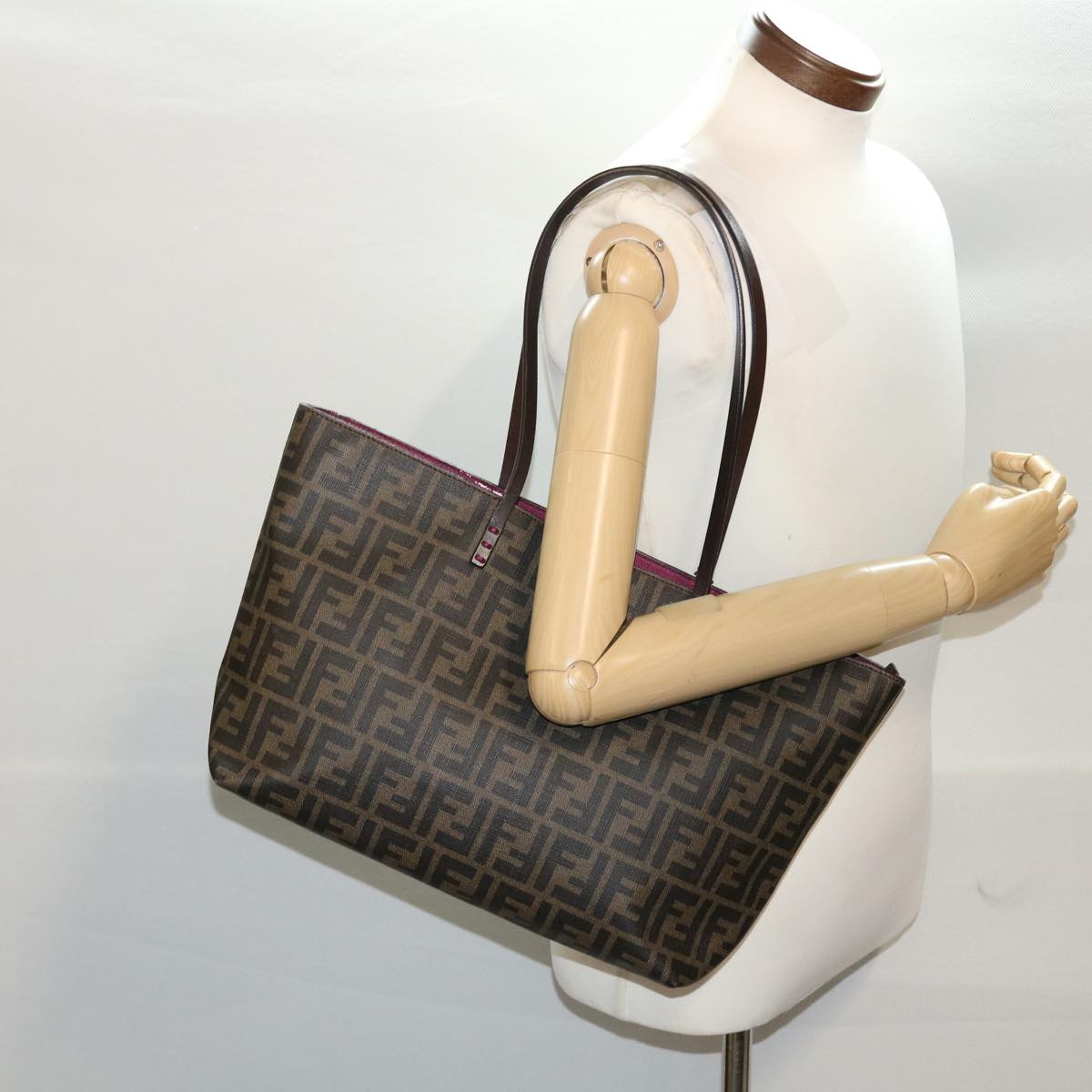 FENDI Zucca Canvas Tote Bag Black Brown 45932