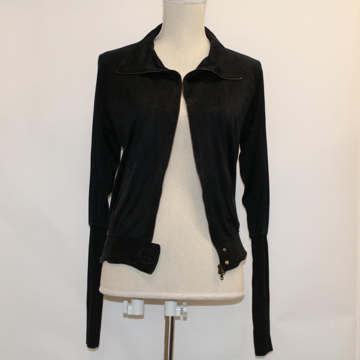 GUCCI Parker Jacket Silk M Black 46186